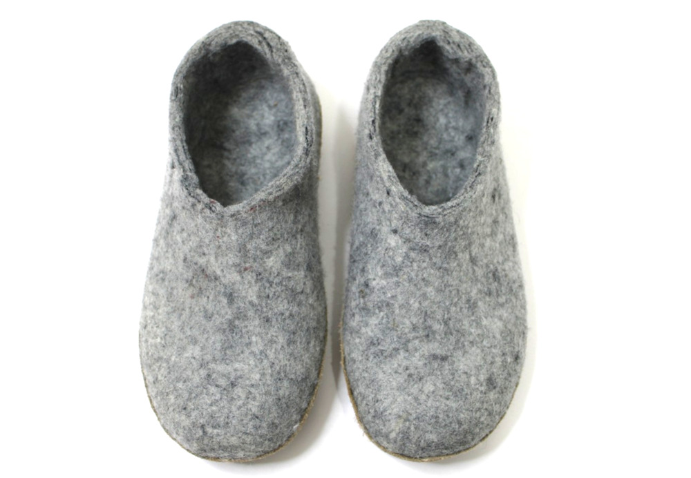 Glerups Shoe Gray Slippers Leather Bottom EU Size 37 6/6.5